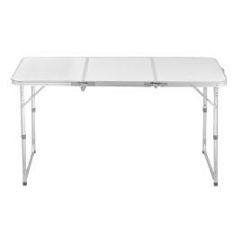 4ft Silver Outdoor Folding Table, Aluminum Alloy Rectangular 30kg, Three Fold Tabletop