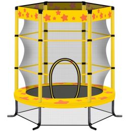 55 Inch Kids Trampoline With Safety Enclosure Net, 4.5FT Outdoor Indoor Trampoline For Kids Purple