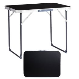 2.3ft Black Outdoor Folding Table Aluminum Alloy Rectangular 50kg Folding Tabletop