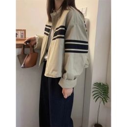 Striped Cotton Jacket Women's Cotton-padded Coat (Option: White-M)