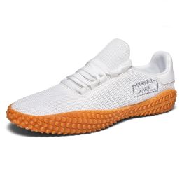 Spring and Summer Flying Woven Casual Shoes Large Men's Shoes Beathable Korean Forrest Gump Sneakers (Option: White-46)