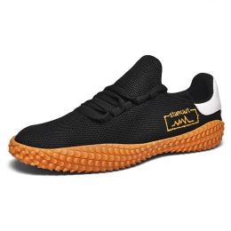 Spring and Summer Flying Woven Casual Shoes Large Men's Shoes Beathable Korean Forrest Gump Sneakers (Option: Black-41)