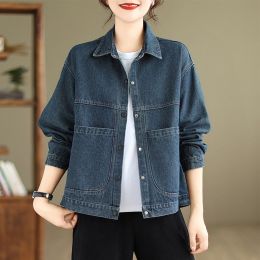 Women's Autumn Vintage Denim Jacket (Option: Vintage Blue-M)