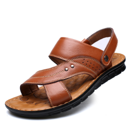 Men Sandals Summer Beach Shoes Adjustable Back Strap Design Slippers Slides (Option: Yellowish-Size44)