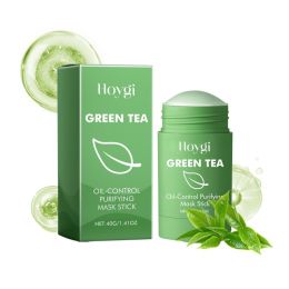 Hoygi Green Tea Cleansing Mask Stick, Face Cleanser Close Mouth Soft And Smooth Skin Moisturizing Pores Solid Mask Stick (Option: 40g-63g-3.07*1.57*1.57inch)