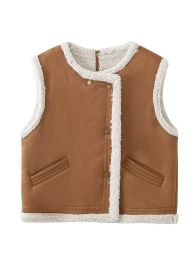 Women's Fashion Lamb Wool Vest (Option: Camel-S)