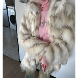 Fashion Retro Long Wool Top Thick Loose (Option: White Vintage Long Wool-S)