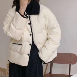 Women's Short Loose Down Cotton-padded Jacket Winter Thick Coat (Option: White-S)