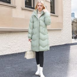 Women's Mid-length Winter Down Cotton Jacket (Option: Green-L)