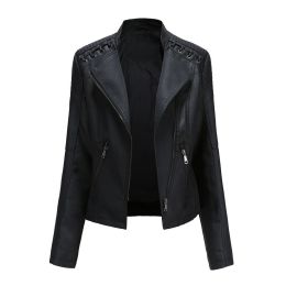 Youth Fashion European And American Women's Clothing Leather Short Jacket (Option: Black-S)