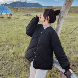 Short Down Jacket Korean-style Lightweight Rhombus Casual (Option: Black-S)