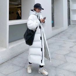 Korean-style Mid-length Over-the-knee Down Cotton-padded Coat (Option: White-S)