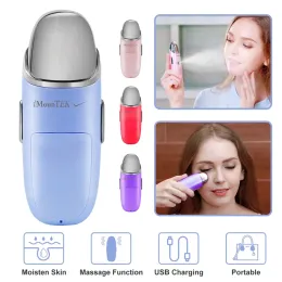 Nano Facial Mister Nano Cool Mist Facial Sprayer Portable Handy Face Steamer Moisturizing Massager USB Charge (Option: LightBlue)