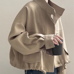 Maillard Short Trench Coat Hong Kong Style Coat For Women (Option: Khaki-XXS)