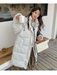 Fashion Long Hooded Stand Collar Coat For Women (Option: White-S)